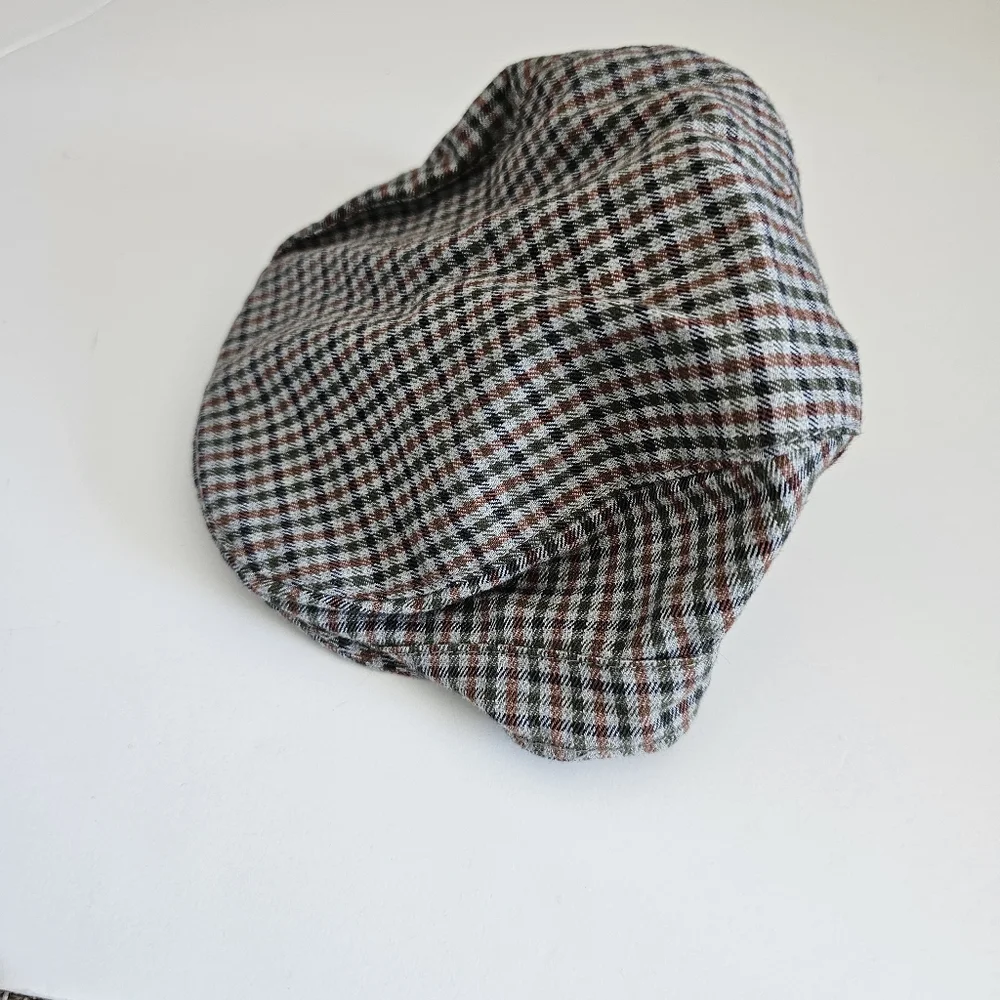 Janie And Jack Newsboy‎ Skip Cap Check Plaid Baby Hat Size 3-6 Months Chin Strap